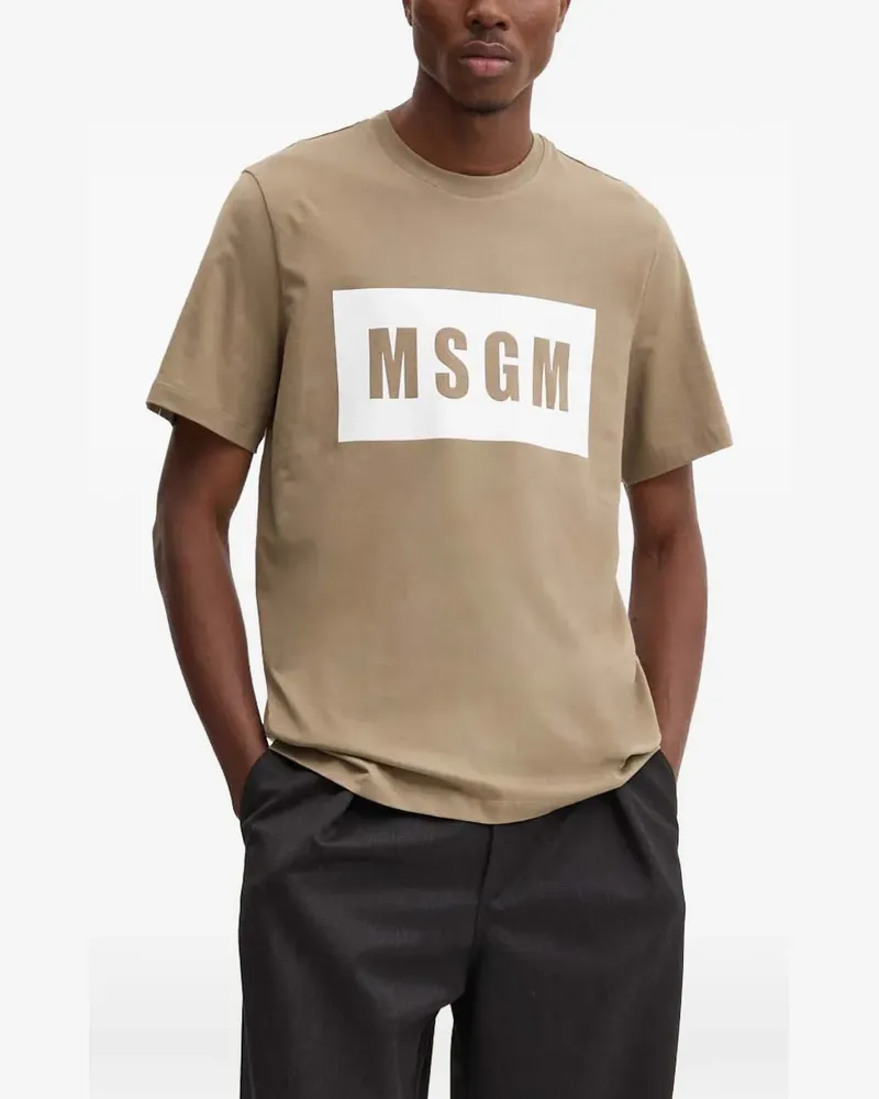 MSGM T-Shirt mit Logo-Print - Braun Braun