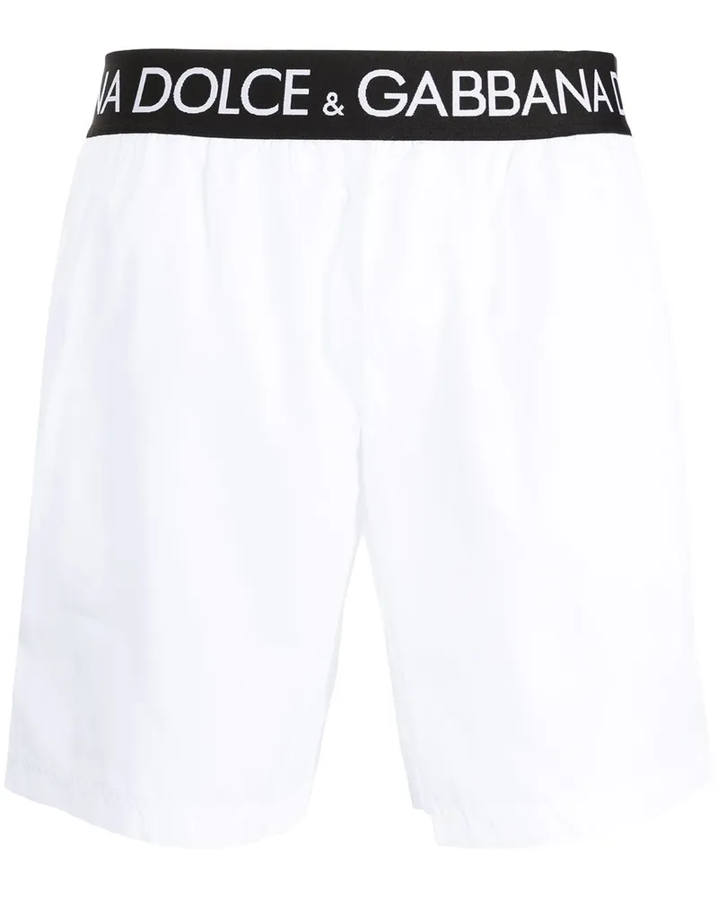 Dolce & Gabbana Badeshorts mit Logo-Bund - Weiß Weiß