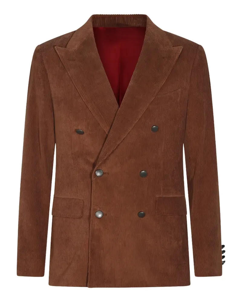 Canali Capri double-breasted corduroy blazer - Braun Braun
