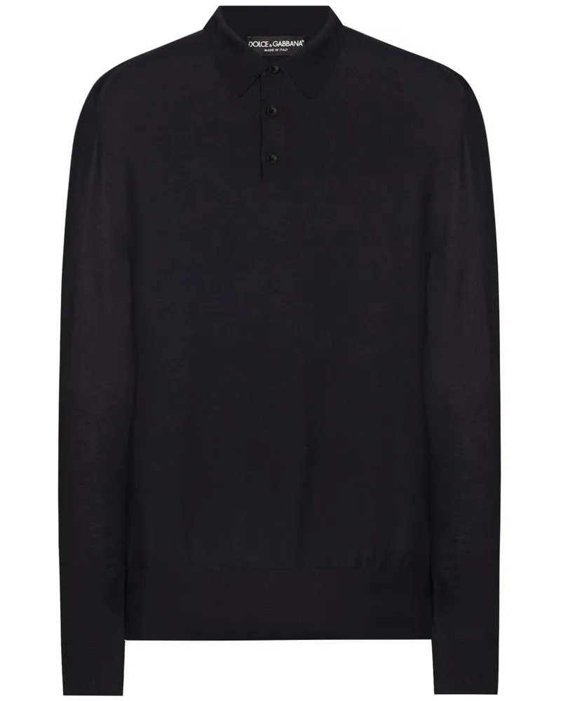 Dolce & Gabbana Sweatshirt mit Poloshirtkragen - Blau Blau