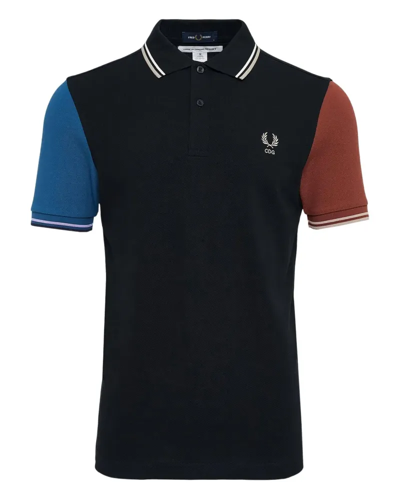Comme des Garçons x Fred Perry Poloshirt in Colour-Block-Optik - Schwarz Schwarz