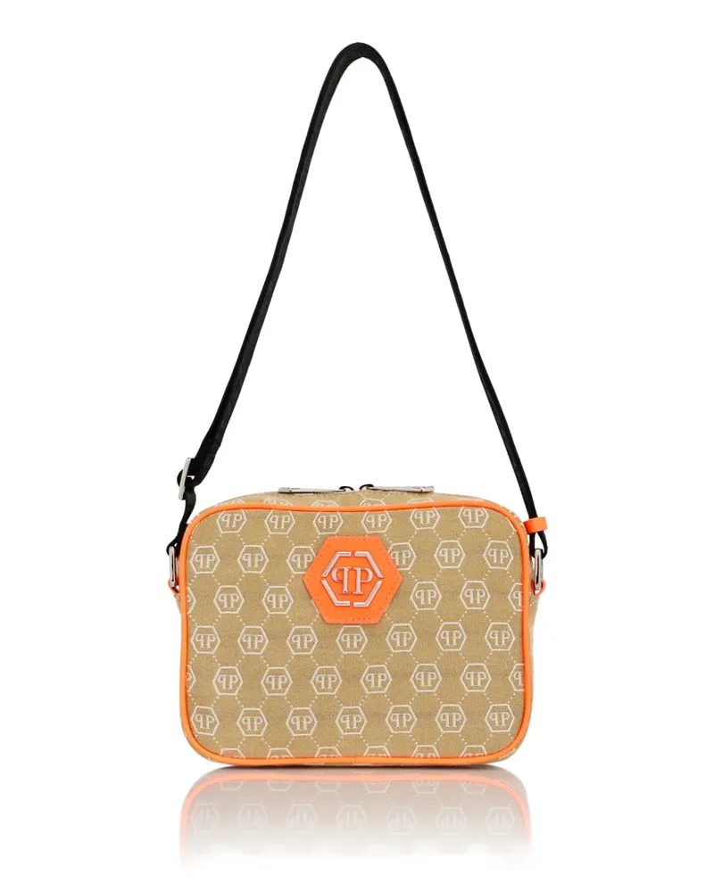 Philipp Plein jacquard monogram messenger bag - Nude Nude