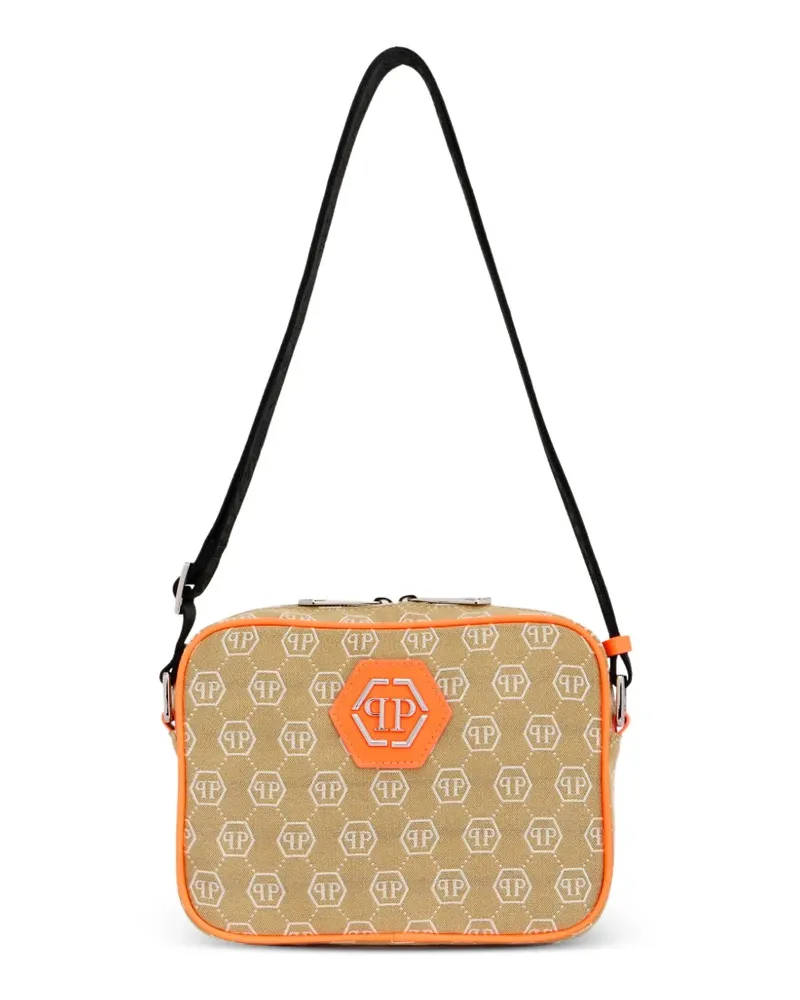 Philipp Plein jacquard monogram messenger bag - Nude Nude