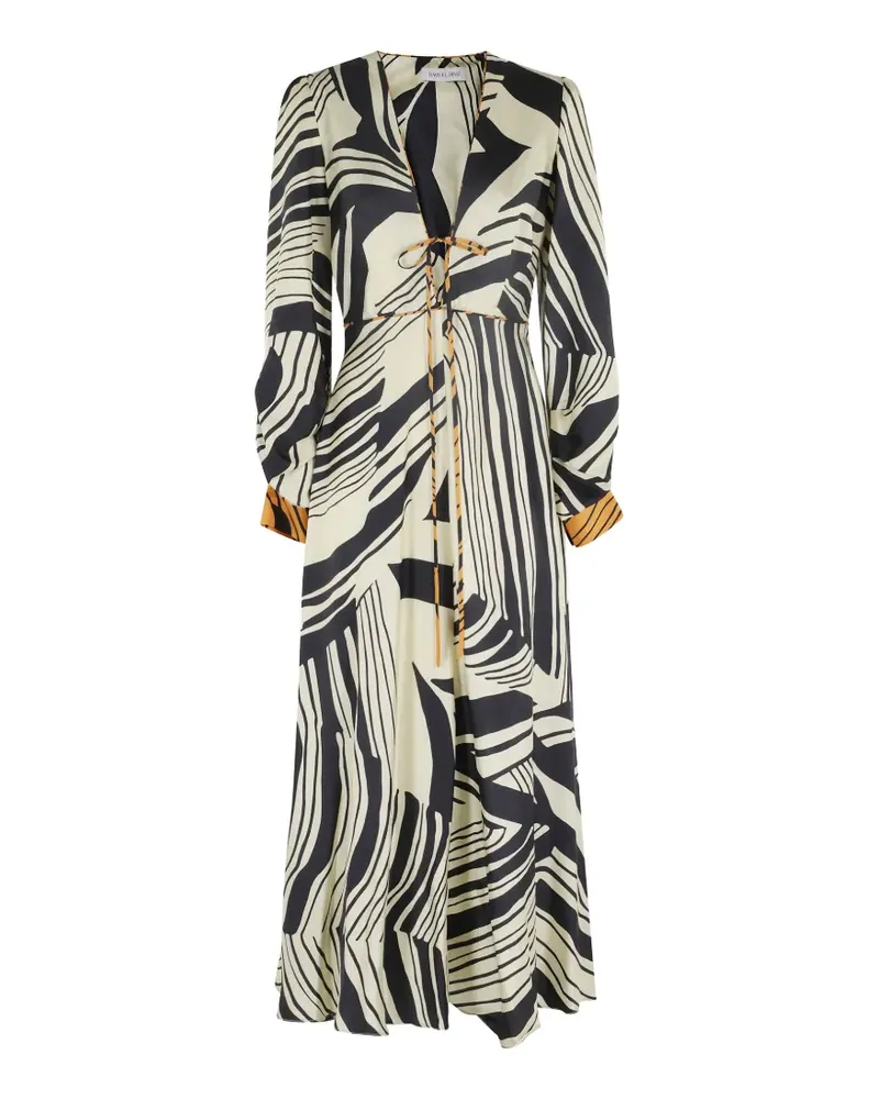 Raquel Diniz abstract print V-neck dress - Nude Nude