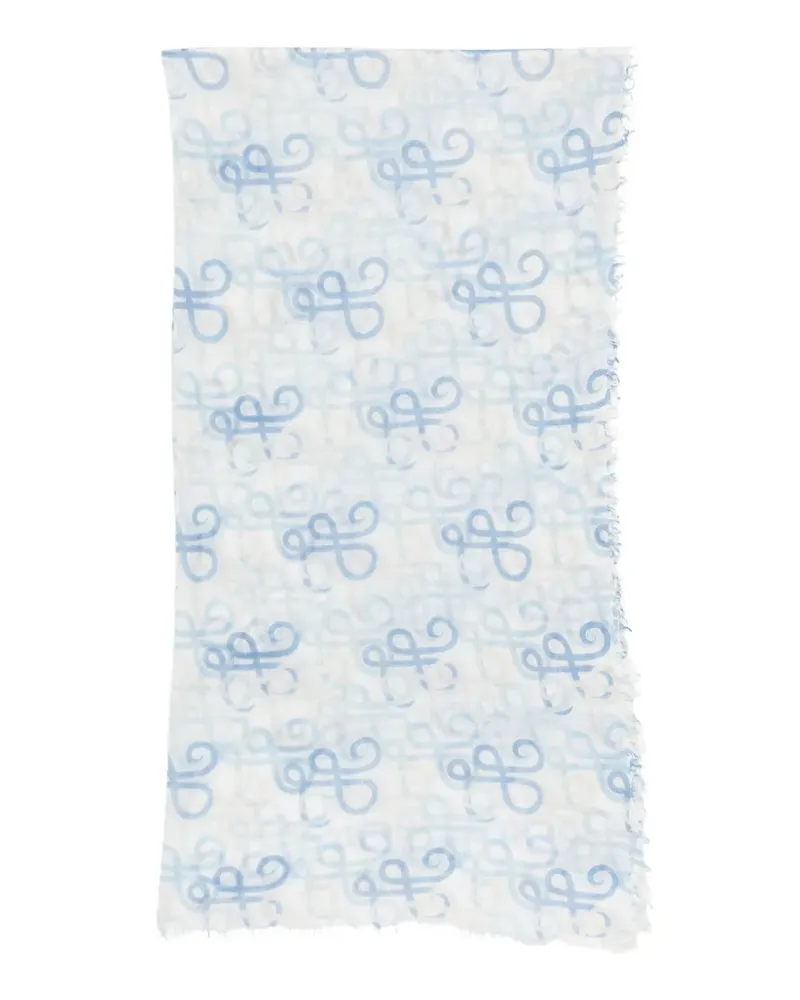 hemisphere patterned frayed-trim scarf - Weiß Weiß