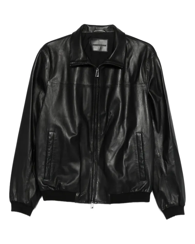 Emporio Armani leather bomber jacket - Schwarz Schwarz