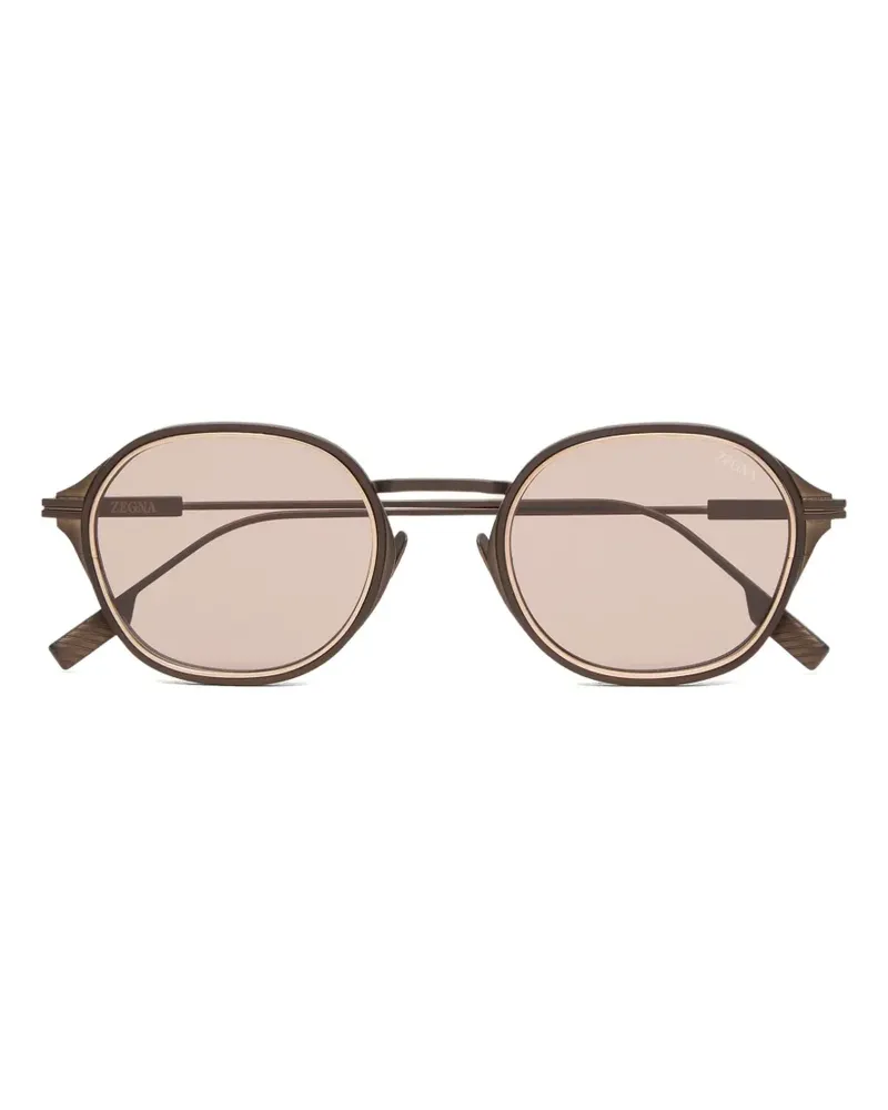 Ermenegildo Zegna Sonnenbrille mit rundem Gestell - Braun Braun