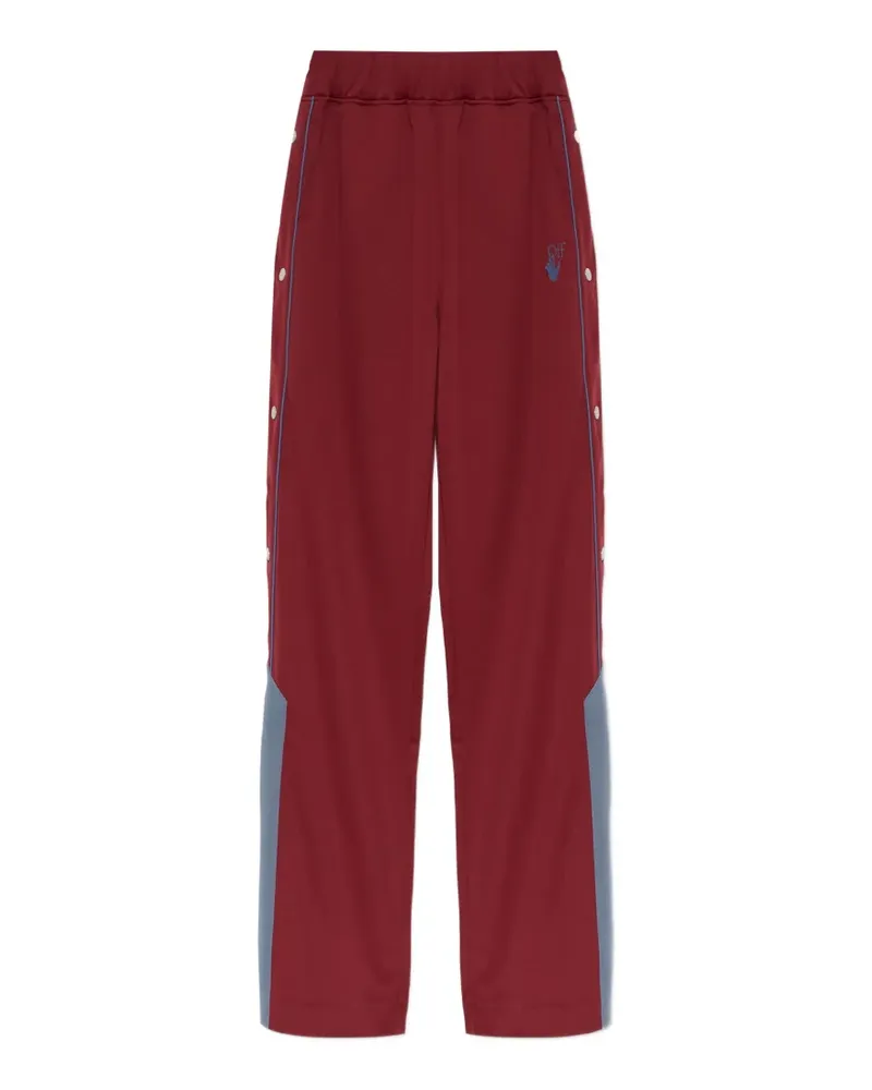 OFF-WHITE logo-embroidered press-stud track pants - Rot Rot