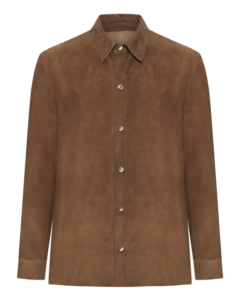 Salvatore Santoro button leather jacket - Braun Braun