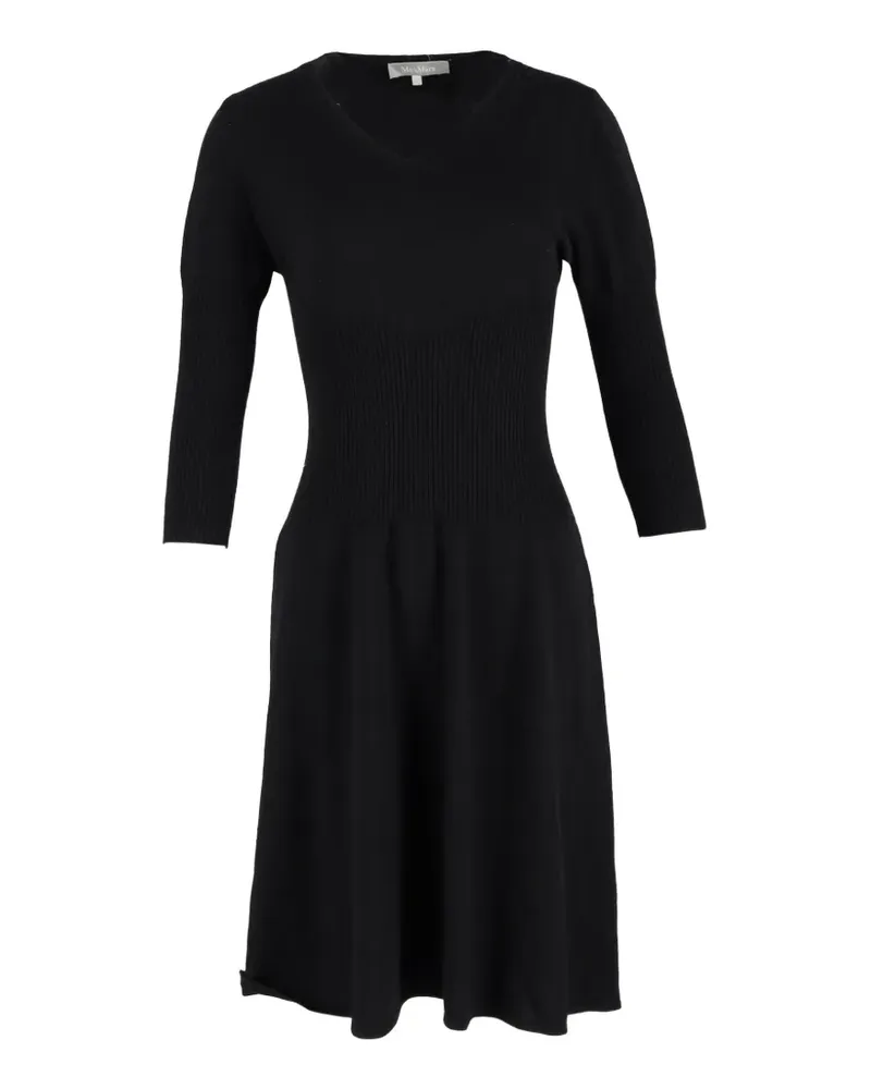 Max Mara Midikleid mit V-Ausschnitt - Schwarz Schwarz