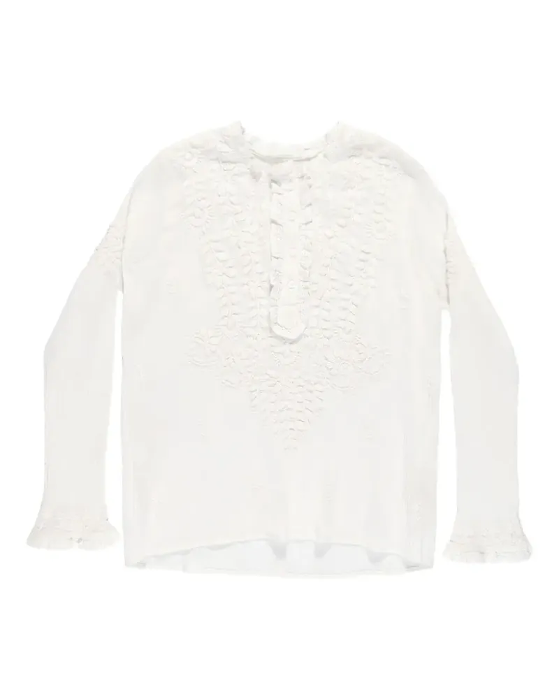 MAISON HOTEL Gabriela embroidered ruffled blouse - Weiß Weiß