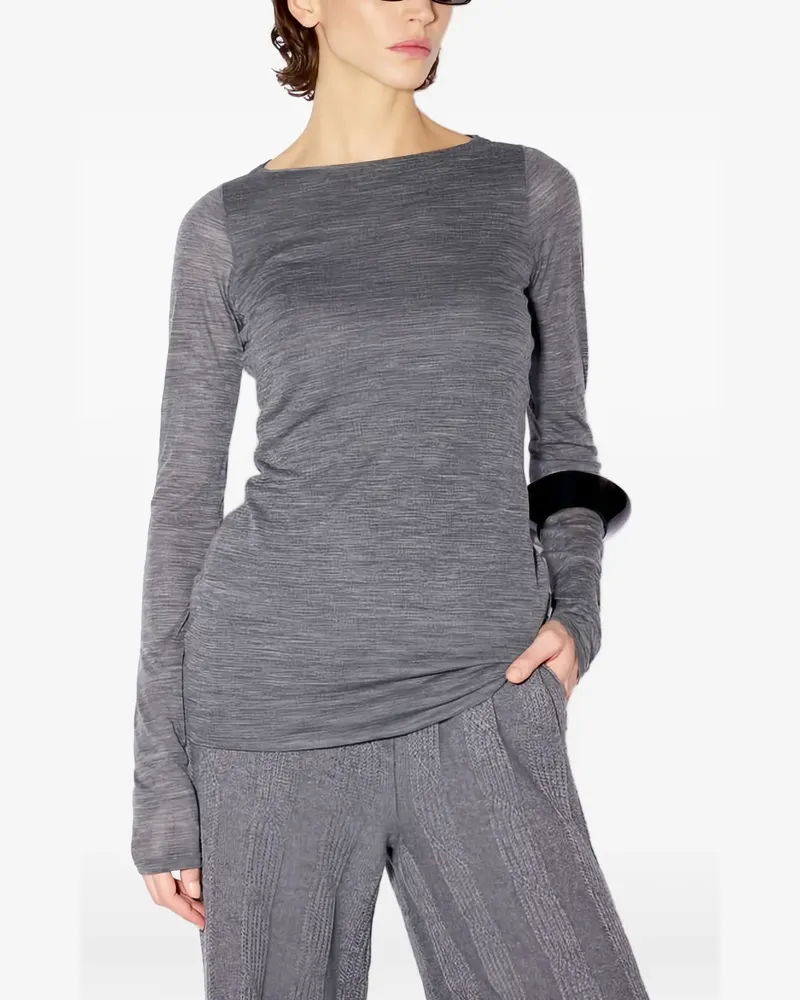 Liviana Conti T-Shirt mit U-Boot-Ausschnitt - Grau Grau