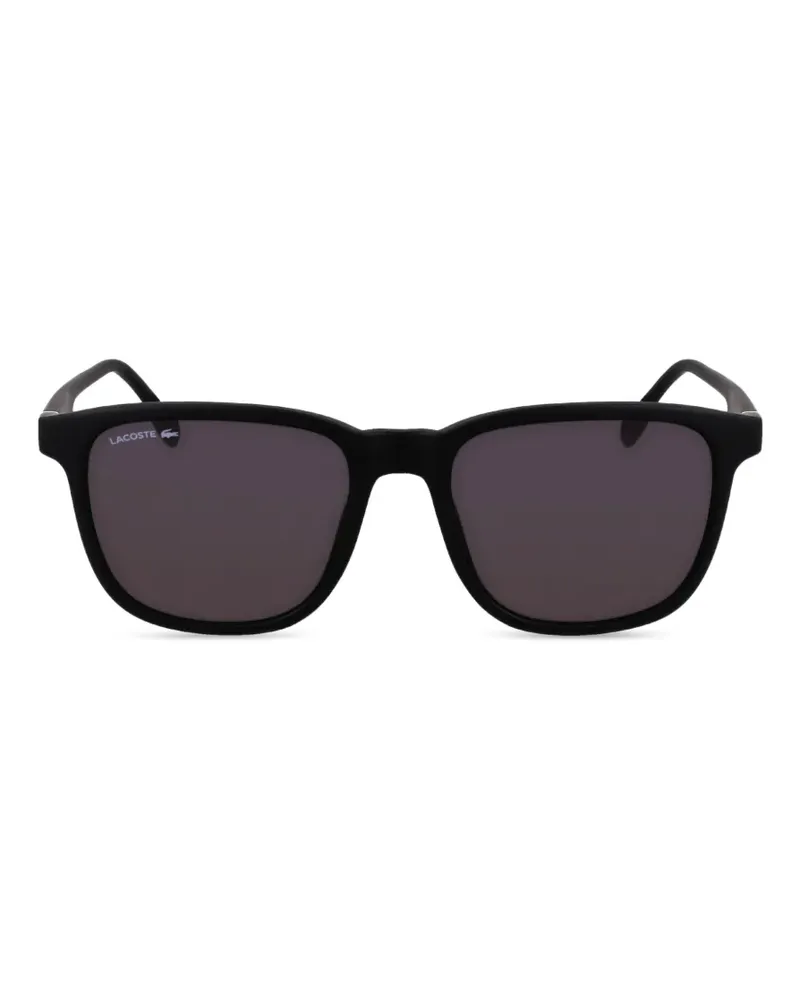 Lacoste Eckige Sonnenbrille mit Logo-Schild - Schwarz Schwarz