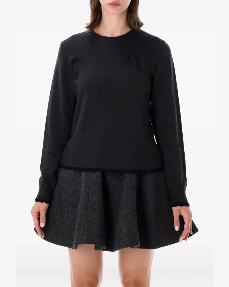 Ganni logo-patch crew-neck sweater - Grau Grau