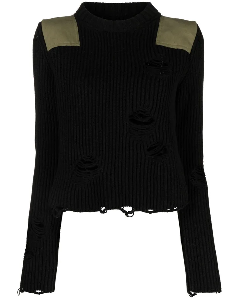 Maison Margiela Pullover in Distressed-Optik - Schwarz Schwarz