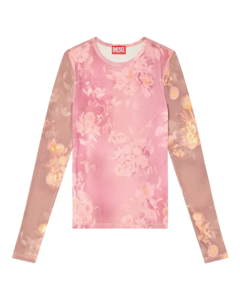 Diesel Geripptes Oberteil mit Blumenprint - Rosa Rosa