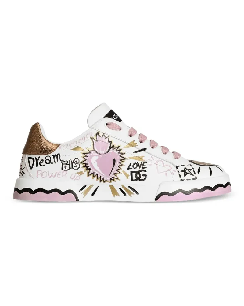 Dolce & Gabbana Portofino Sneakers aus Kalbsleder - Weiß Weiß