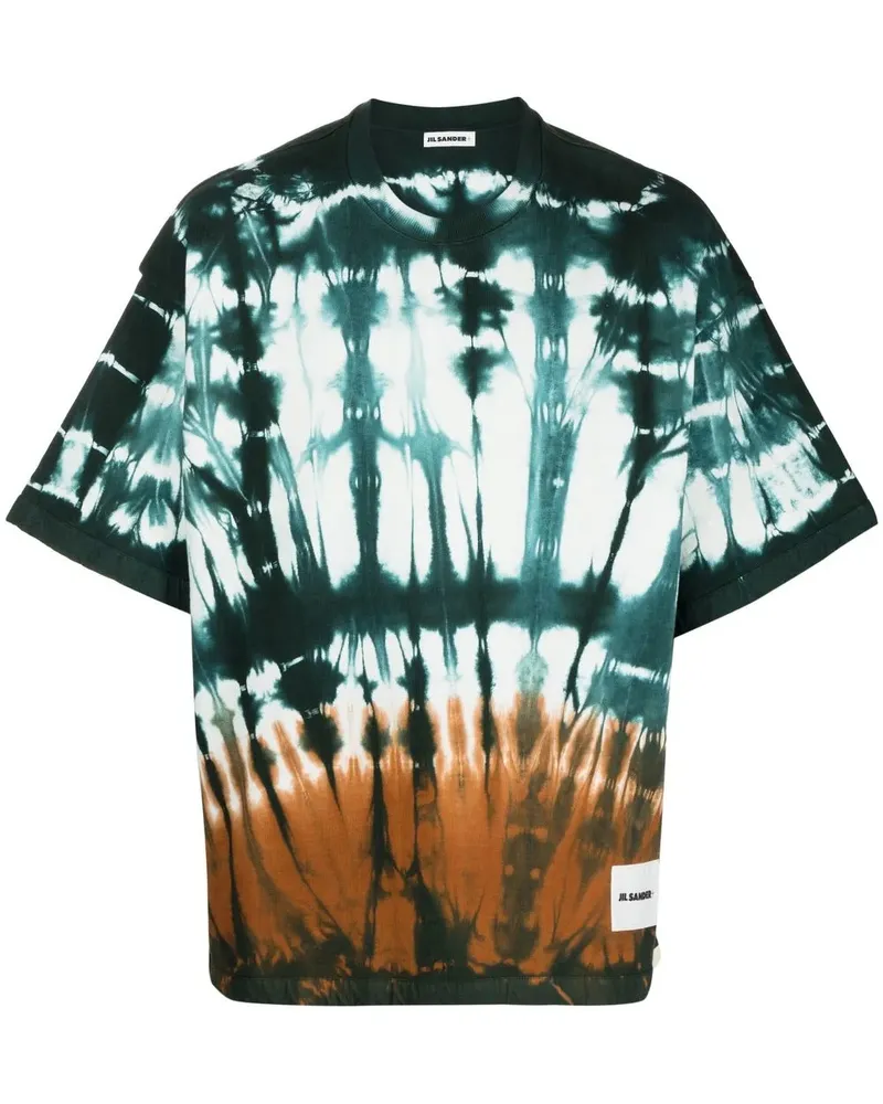 Jil Sander T-Shirt mit Batikmuster - Grün Grün