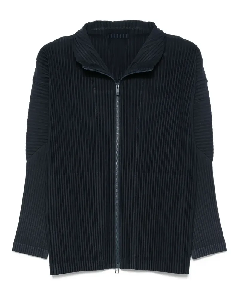 Issey Miyake Plissierte Hemdjacke mit Reißverschluss - Blau Blau