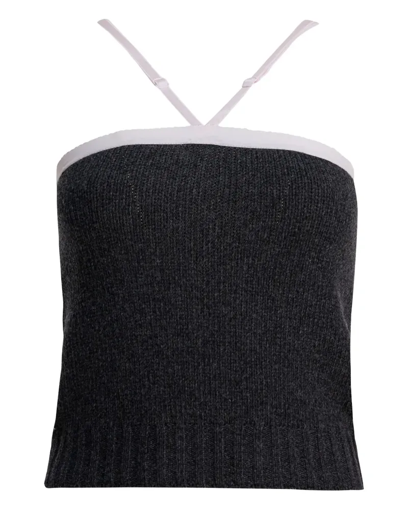 Prada Oberteil mit Logo-Patch - Grau Grau