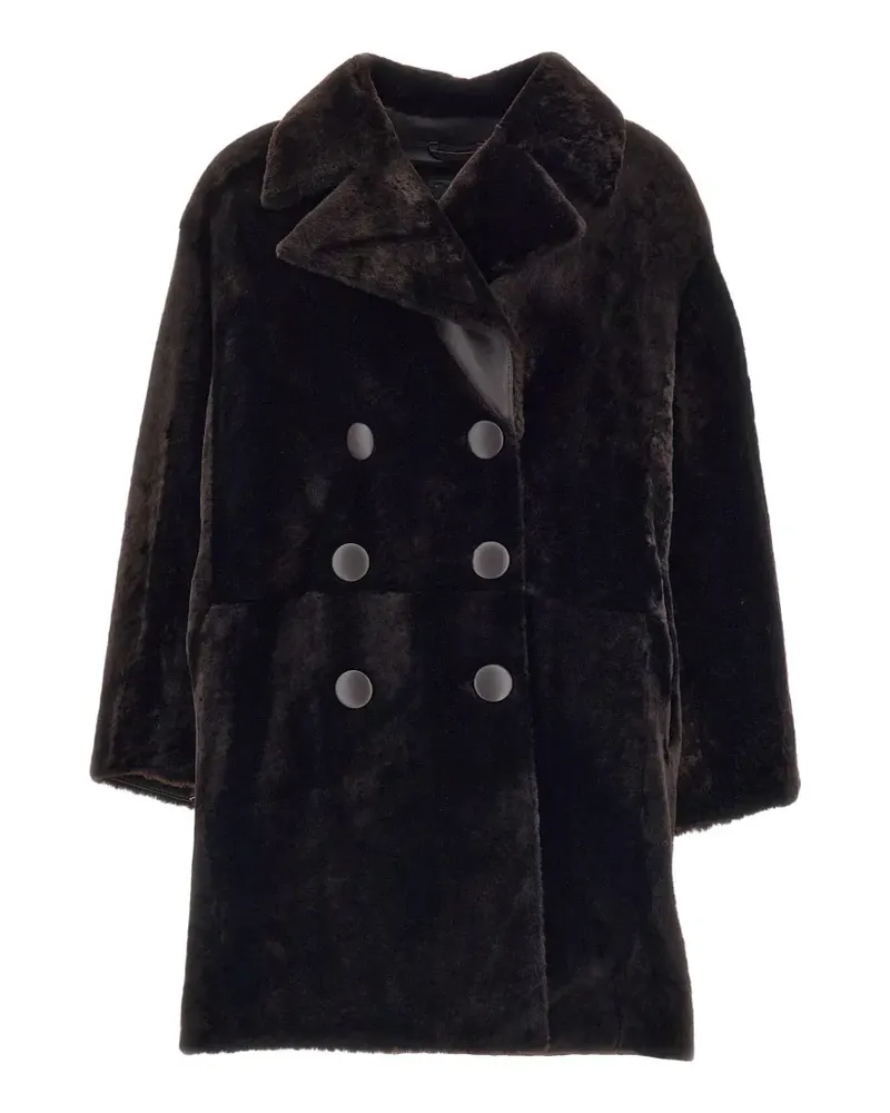 DESA Doppelreihiger Mantel aus Shearling - Braun Braun