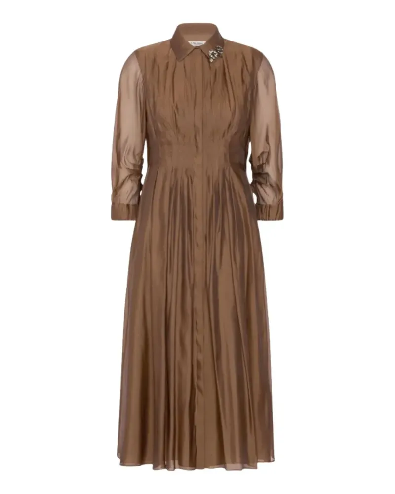Max Mara pleated sheer-sleeves midi dress - Braun Braun