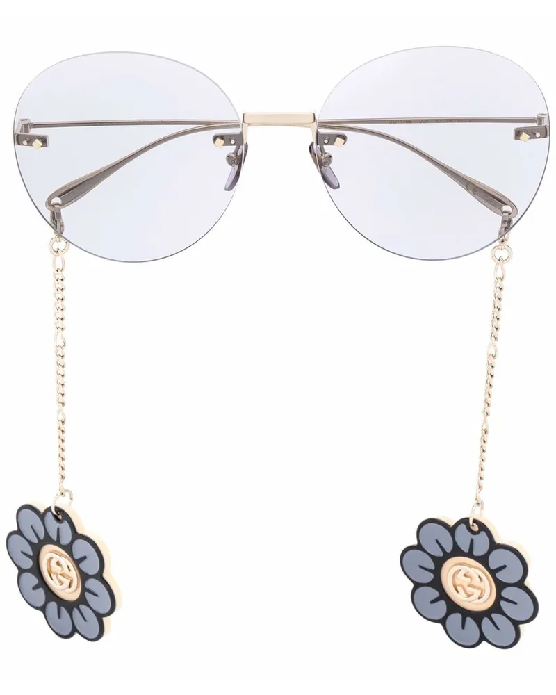 Gucci Sonnenbrille mit blumigem Anhänger - Gold Gold