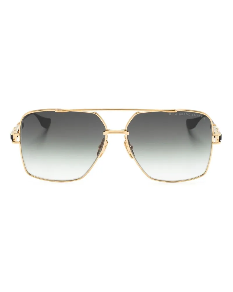 DITA Eckige Sonnenbrille mit Logo-Print - Gold Gold