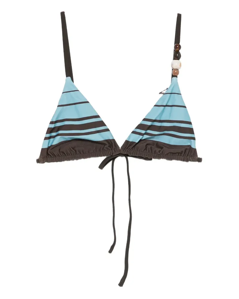 SIR striped beaded beachwear top - Blau Blau