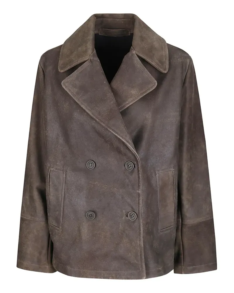 Salvatore Santoro double-breasted leather jacket - Braun Braun