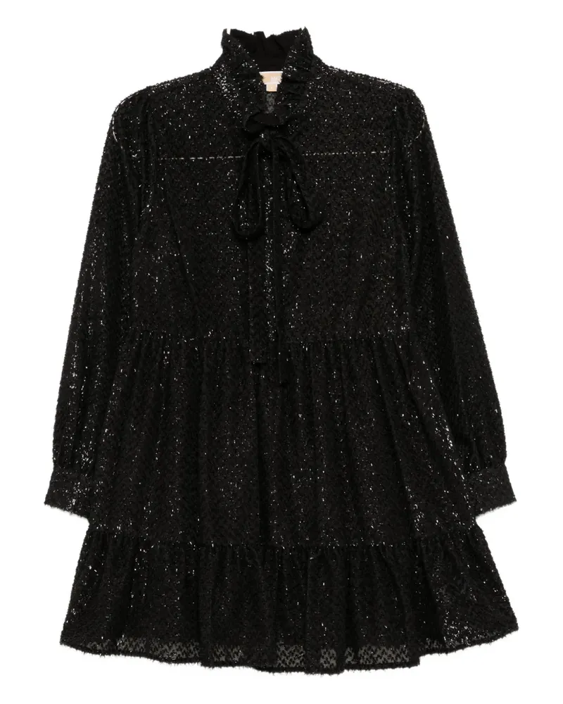 Michael Kors Jacquard-Minikleid mit Metallic-Clip - Schwarz Schwarz