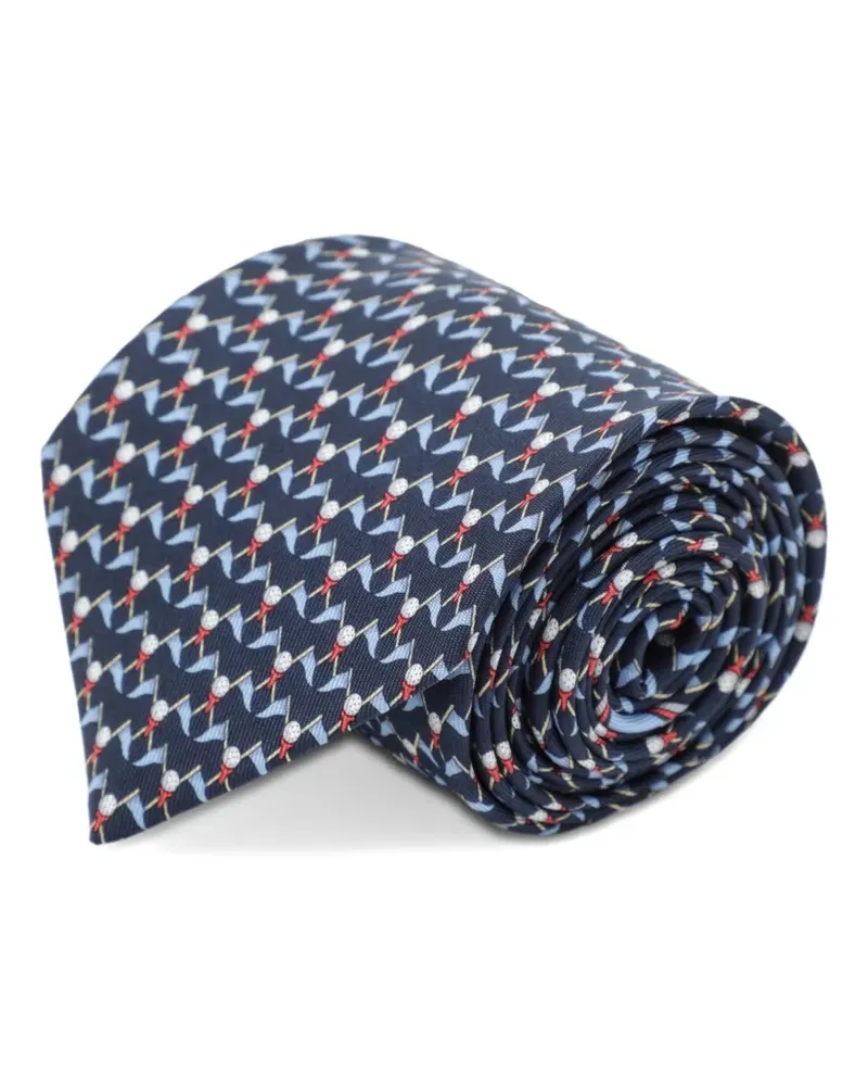 Ferragamo Seidenkrawatte mit Club-Print - Blau Blau