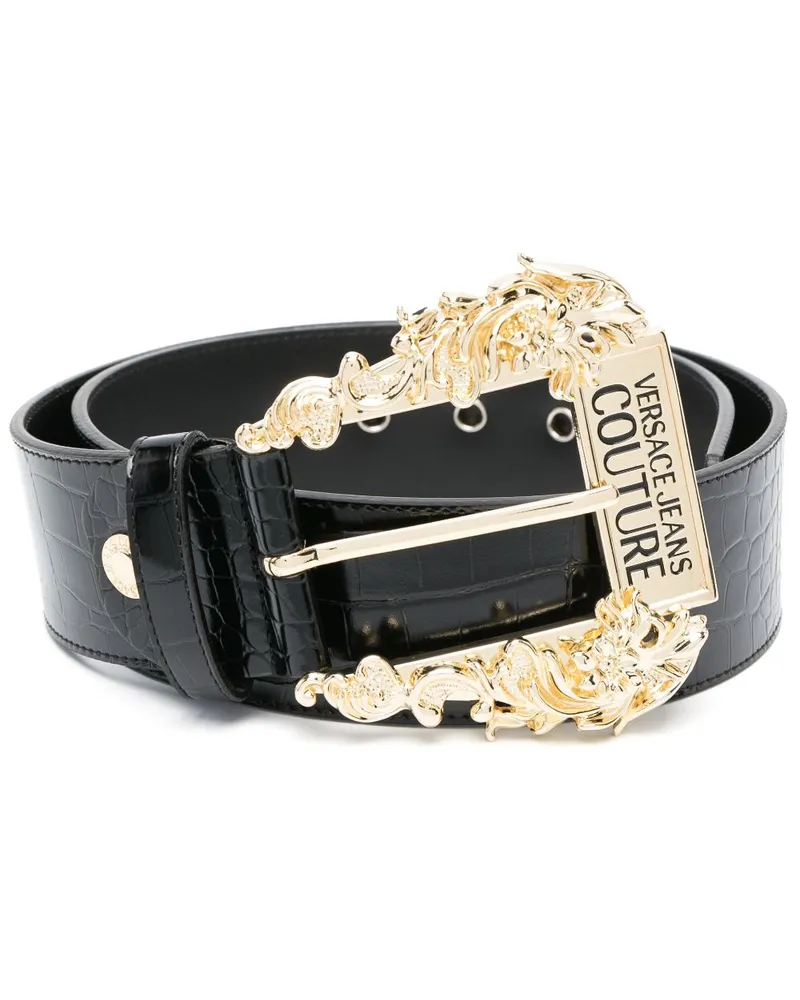 Versace Jeans Gürtel mit Logo-Gravur - Schwarz Schwarz