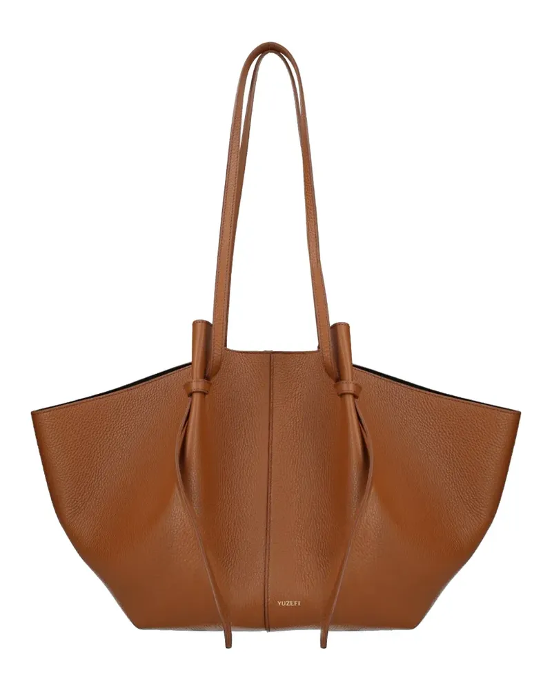 YUZEFI Mochi pebble-grain leather shoulder bag - Braun Braun