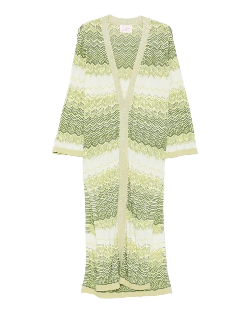 MC2 Saint Barth Tonia chevron-knit metallic cardigan - Grün Grün