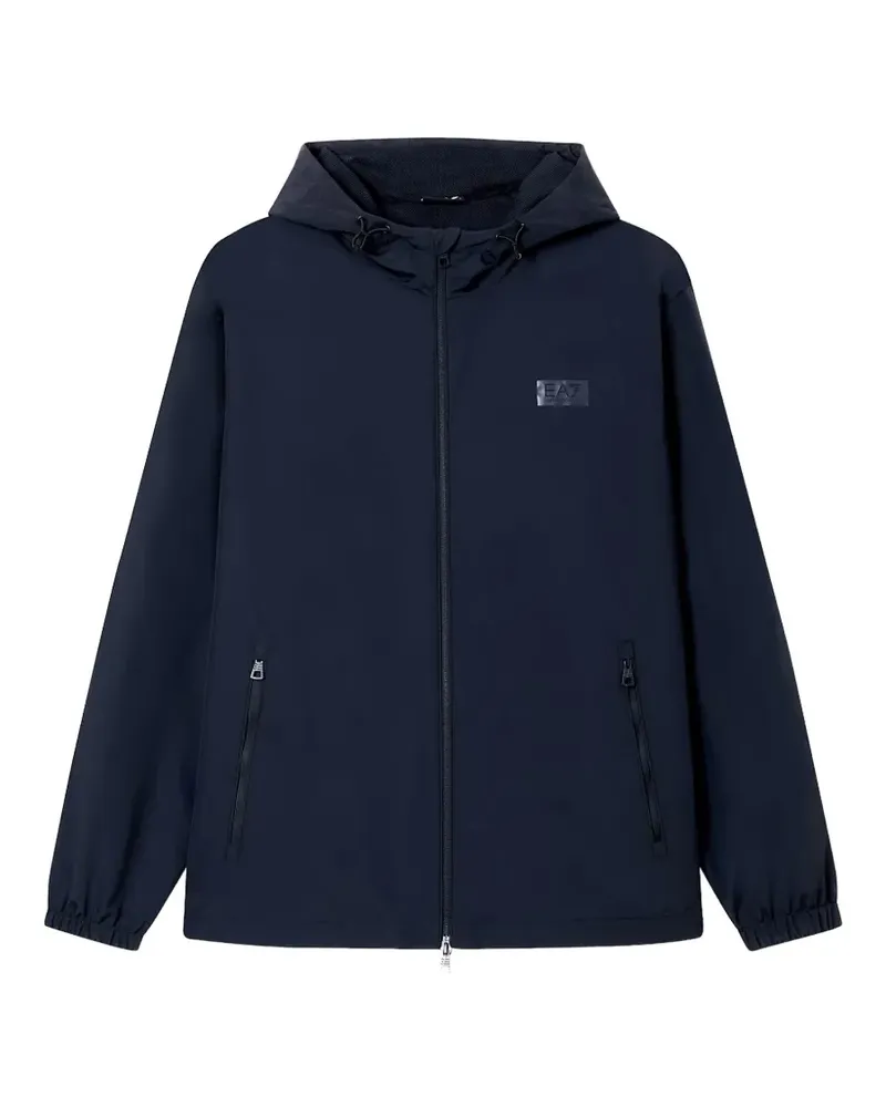 EA7 Kapuzenjacke mit Logo-Patch - Blau Blau