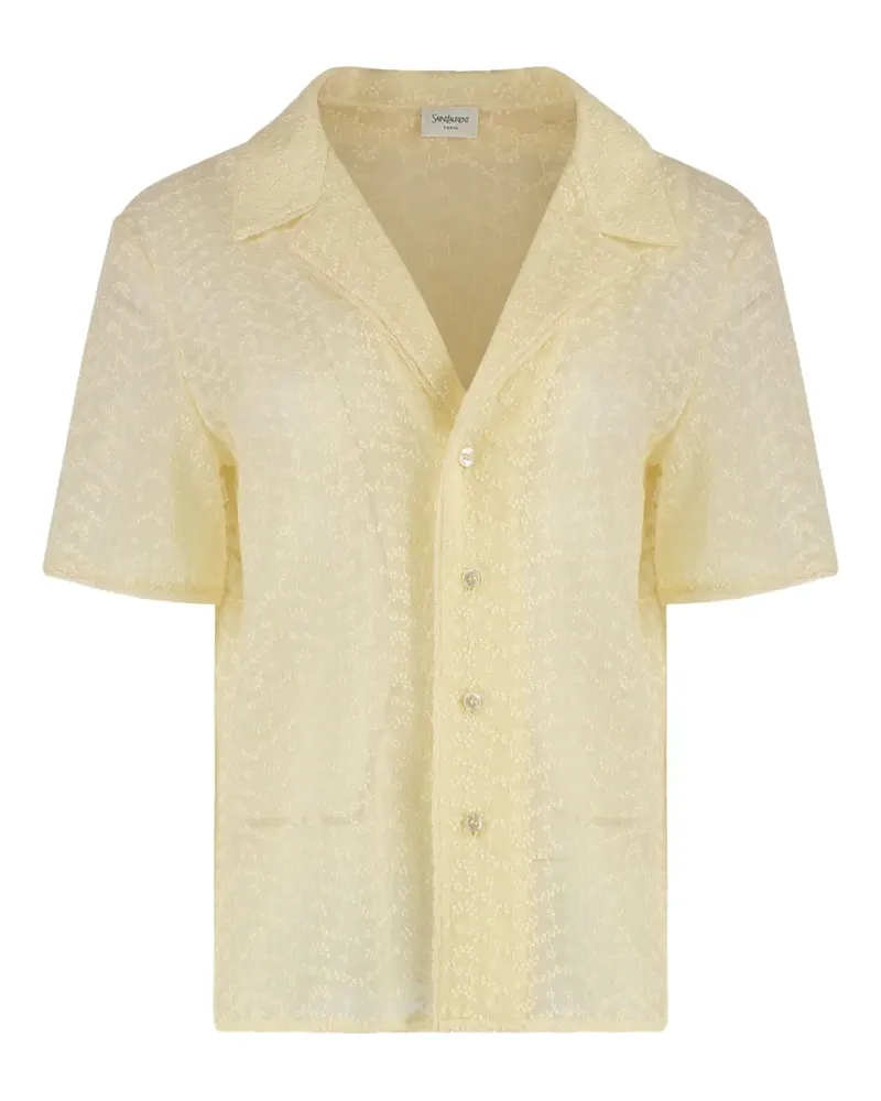 Saint Laurent Bestickter Pyjama aus Musselin - Gelb Gelb