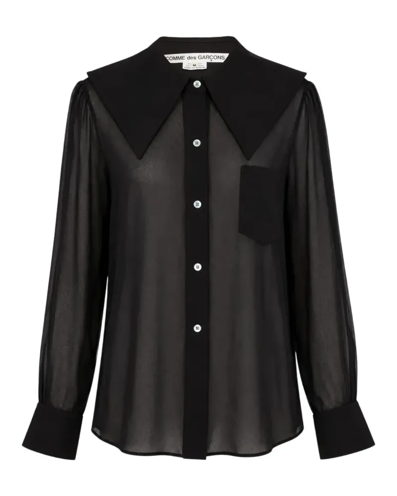 Comme des Garçons Transparente Bluse mit Oversized-Kragen - Schwarz Schwarz