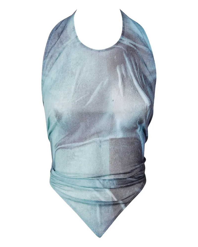 Jean Paul Gaultier Top mit abstraktem Print - Blau Blau
