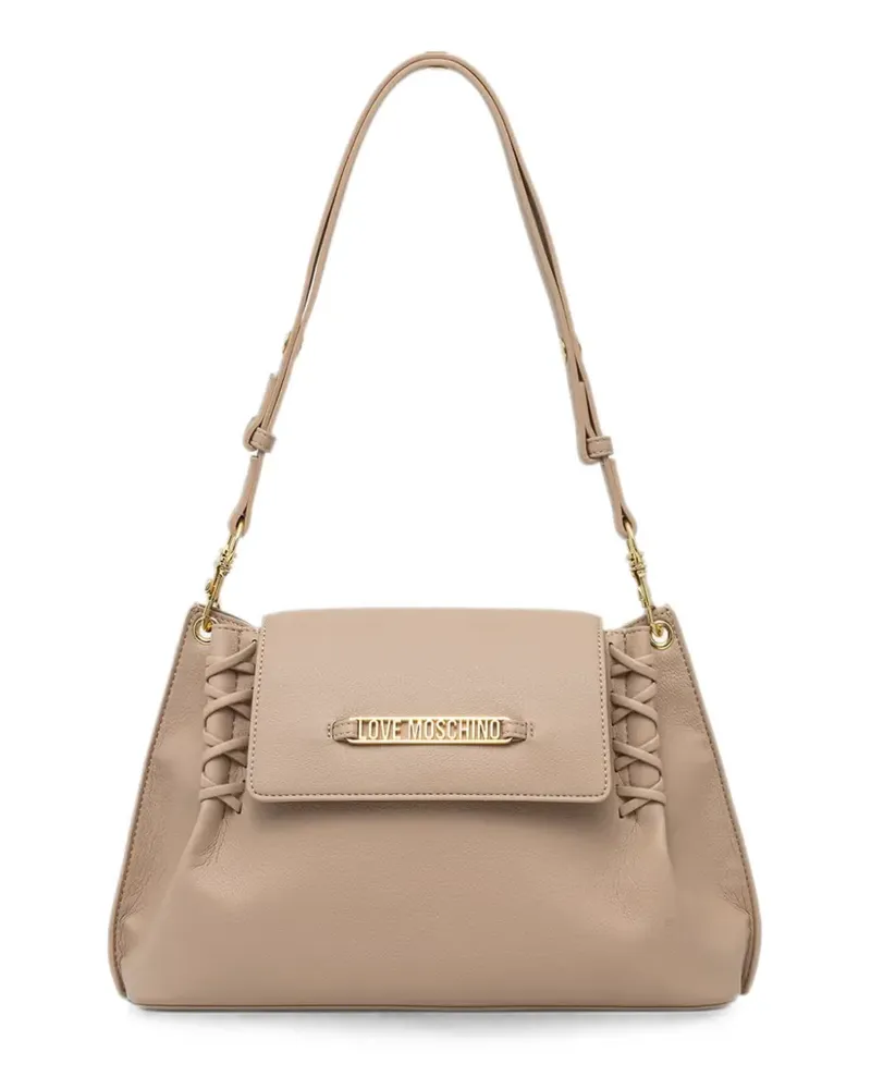 Moschino Schultertasche mit Überwendlingsstich - Nude Nude