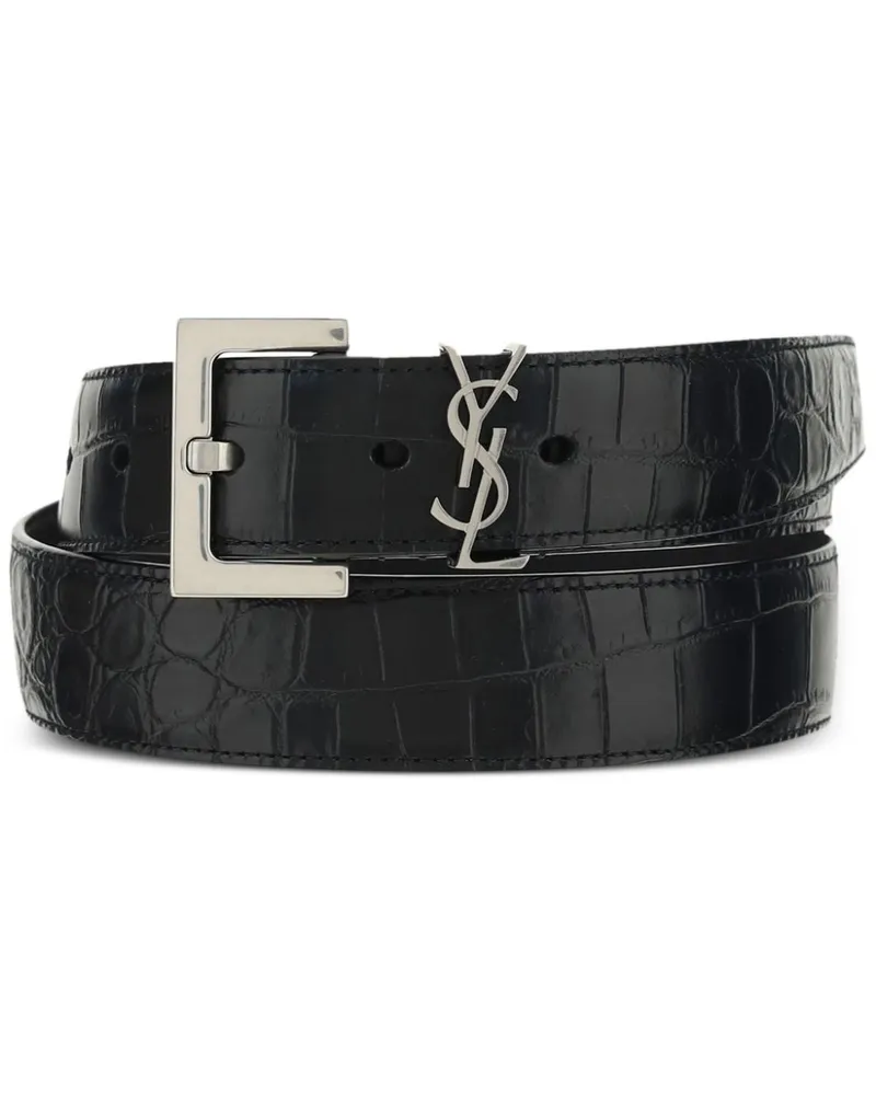 Saint Laurent Gürtel mit Kroko-Prägung - Schwarz Schwarz