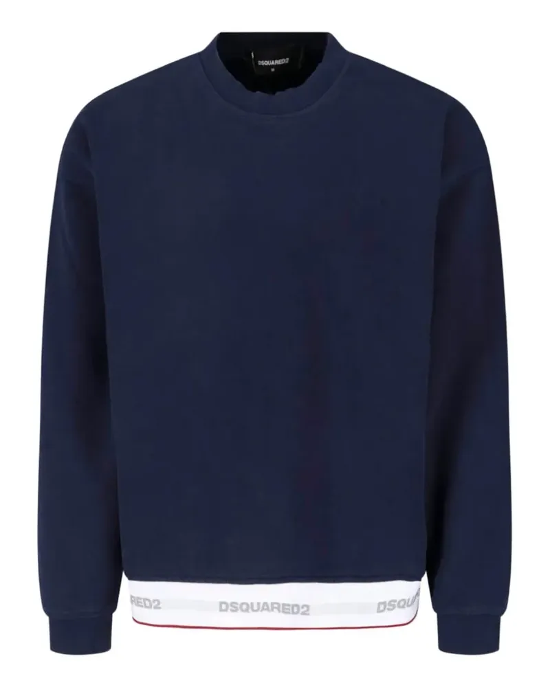 Dsquared2 Sweatshirt aus Baumwolle mit Logo-Bund - Blau Blau