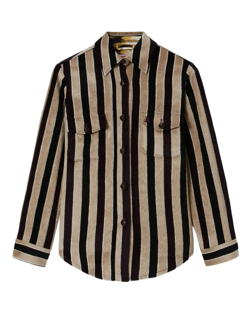 La DoubleJ striped-pattern chest-pocket jacket - Schwarz Schwarz