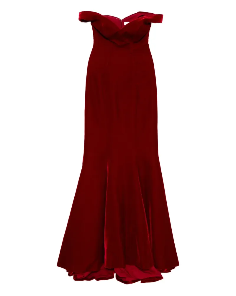 Saiid Kobeisy Schulterfreies Samtkleid - Rot Rot