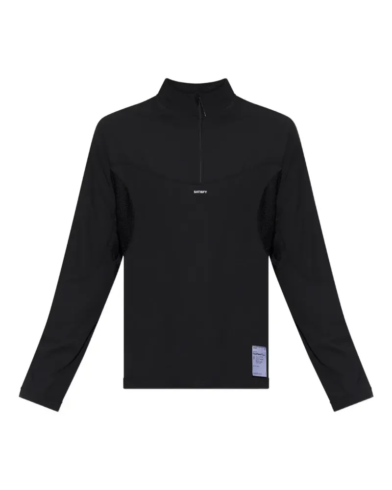 Satisfy FuzzFleece Octa T-Shirt mit kurzem Reißverschluss - Schwarz Schwarz