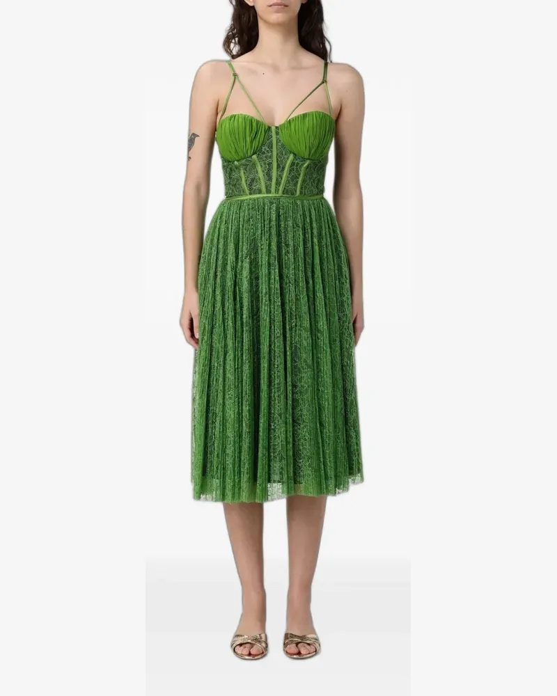 Elisabetta Franchi lace pleated midi dress - Grün Grün