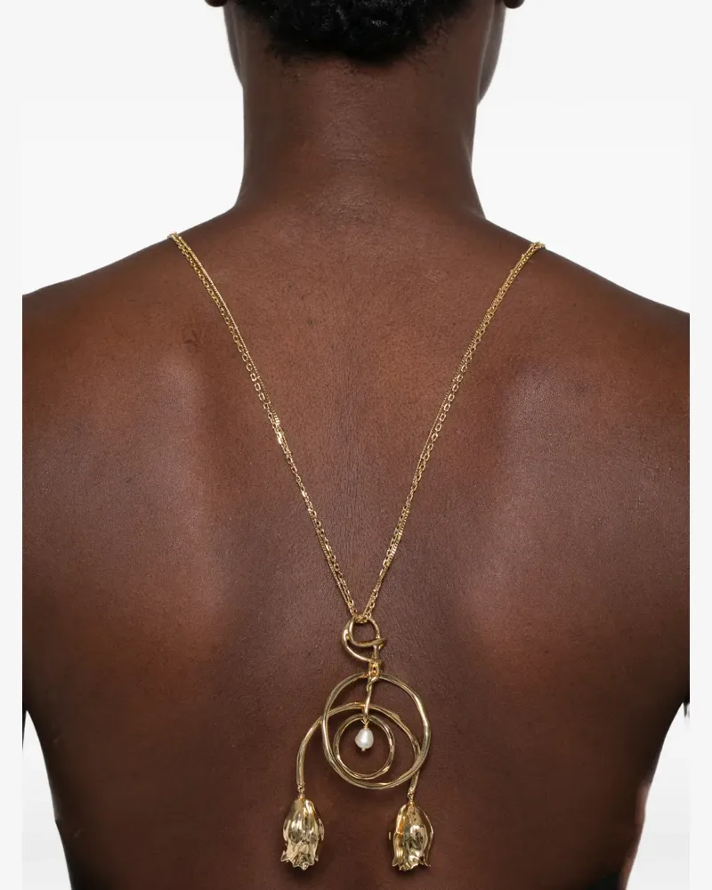 Chloé Tulip pearl-embellished necklace - Gold Gold