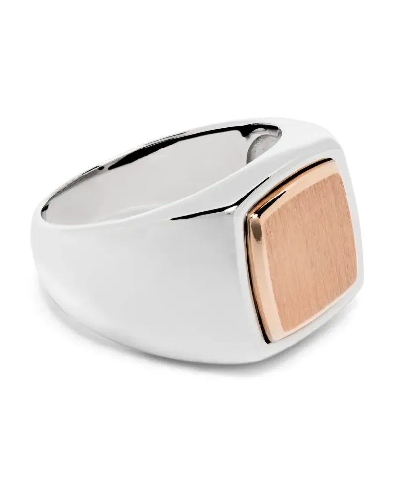 ZANCAN 18kt Sigel-Rotgoldring - Silber Silber