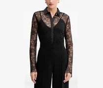 Geknöpftes Antoinette Spitzentop - Schwarz