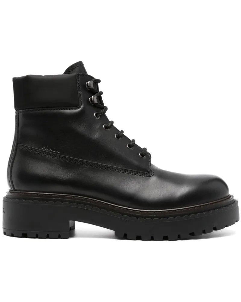 Prada Stiefel aus gebürstetem Leder - Schwarz Schwarz